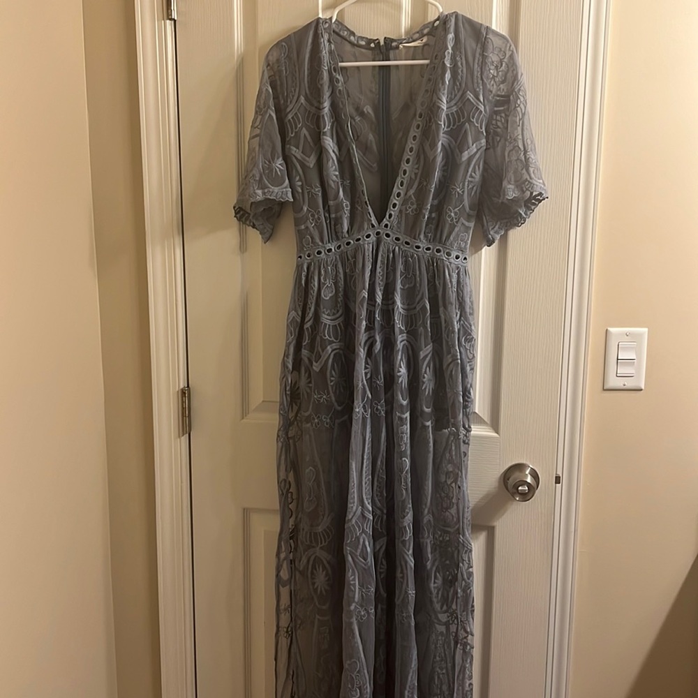 Maxi dress. Light blue. Medium.
